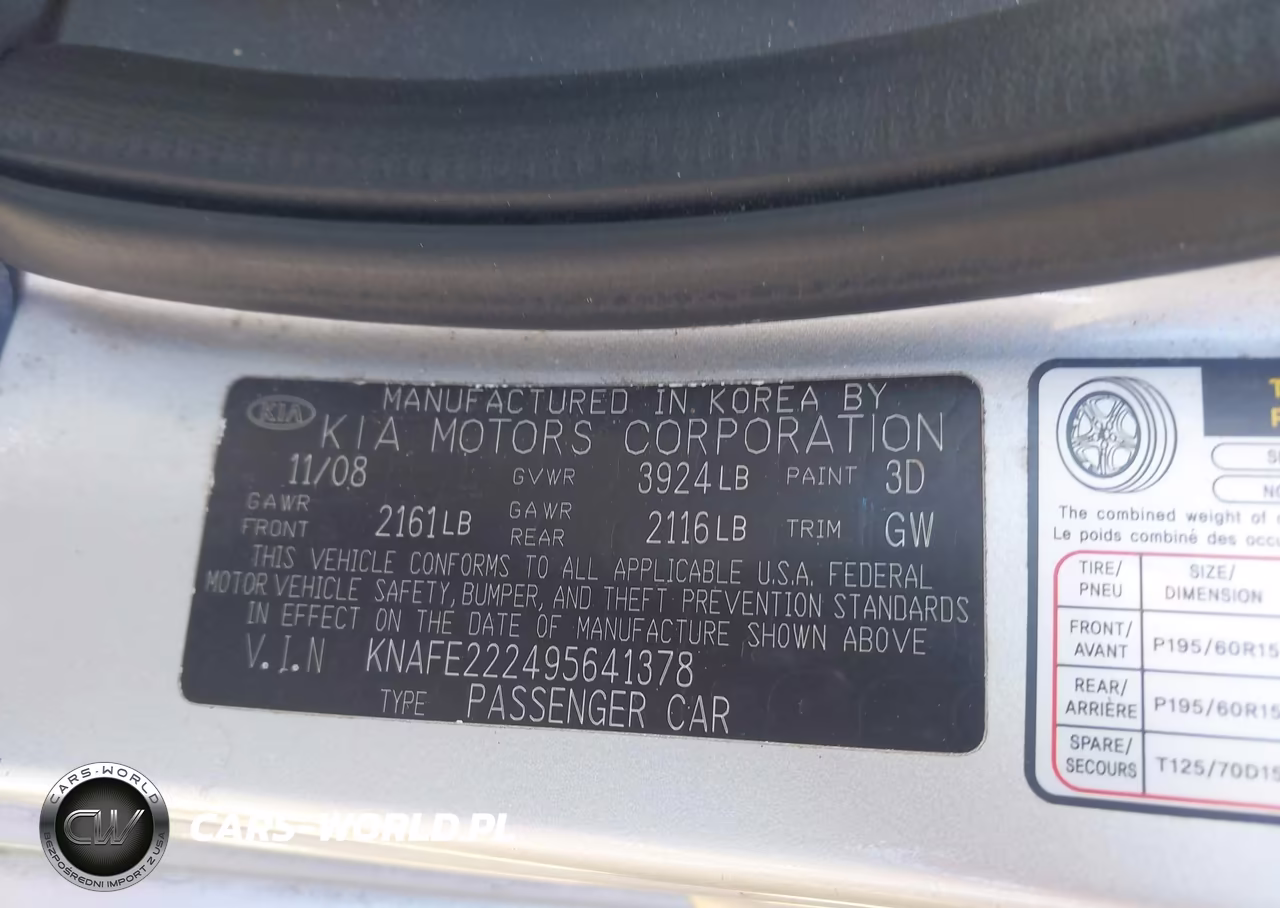 2009 Kia Spectra Ex VIN:KNAFE222495641378 - 9