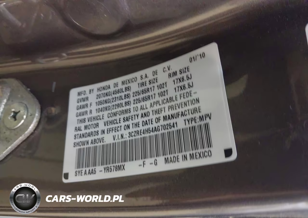 2010 Honda Cr-V Ex VIN:3CZRE4H54AG702541 - 9