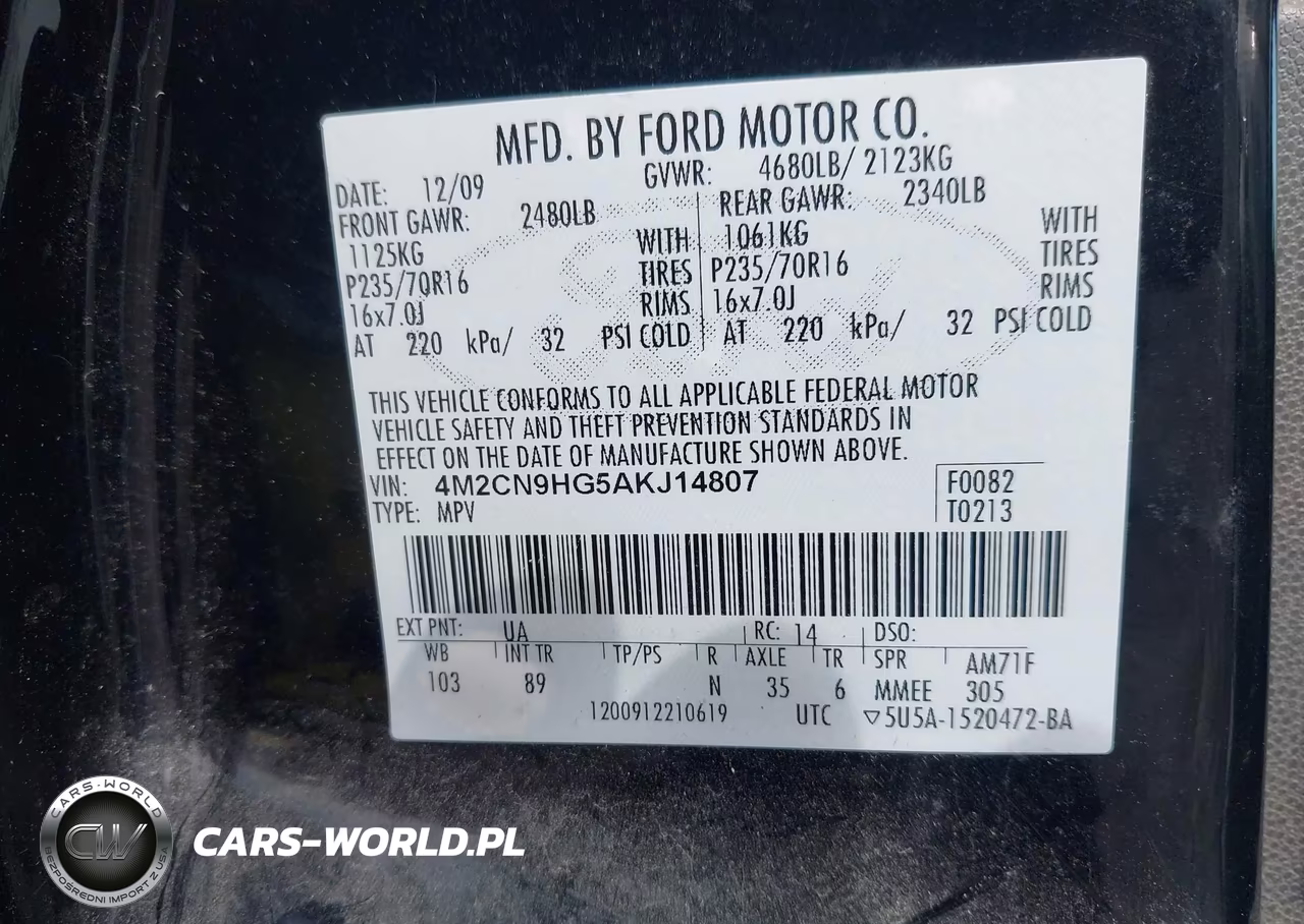 2010 Mercury Mariner Premier VIN:4M2CN9HG5AKJ14807 - 9