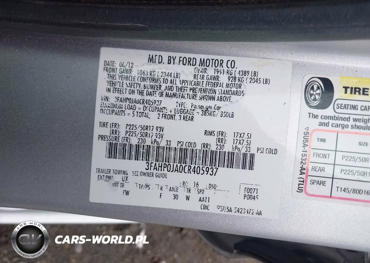 2012 Ford Fusion Sel VIN:3FAHP0JA0CR405937 - 9