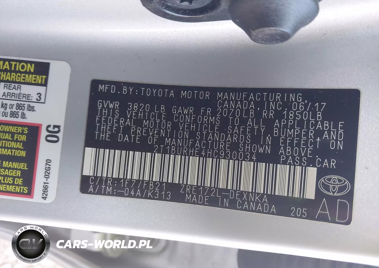 2017 Toyota Corolla Le VIN:2T1BURHE4HC930034 - 9