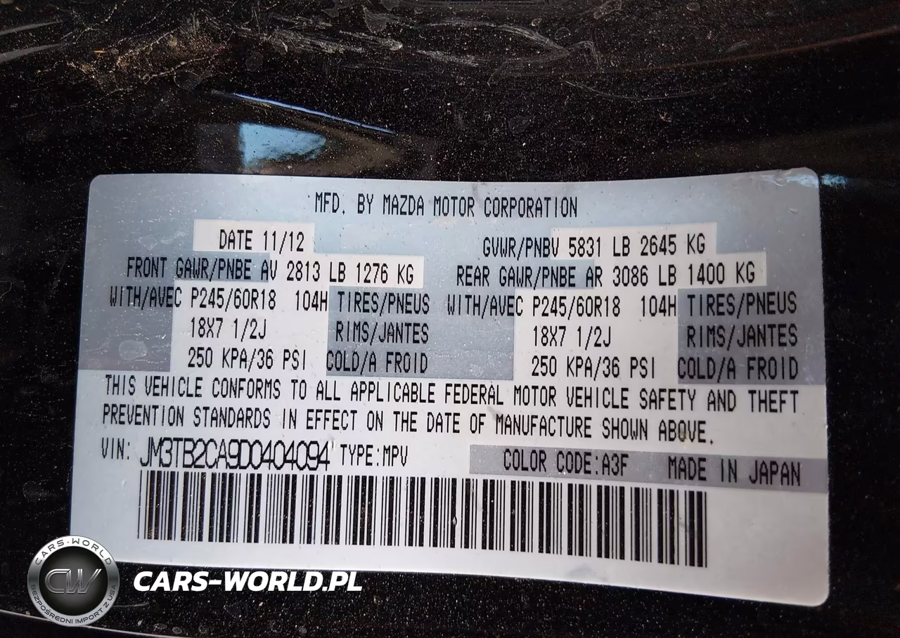 2013 Mazda Cx-9 Touring VIN:JM3TB2CA9D0404094 - 9