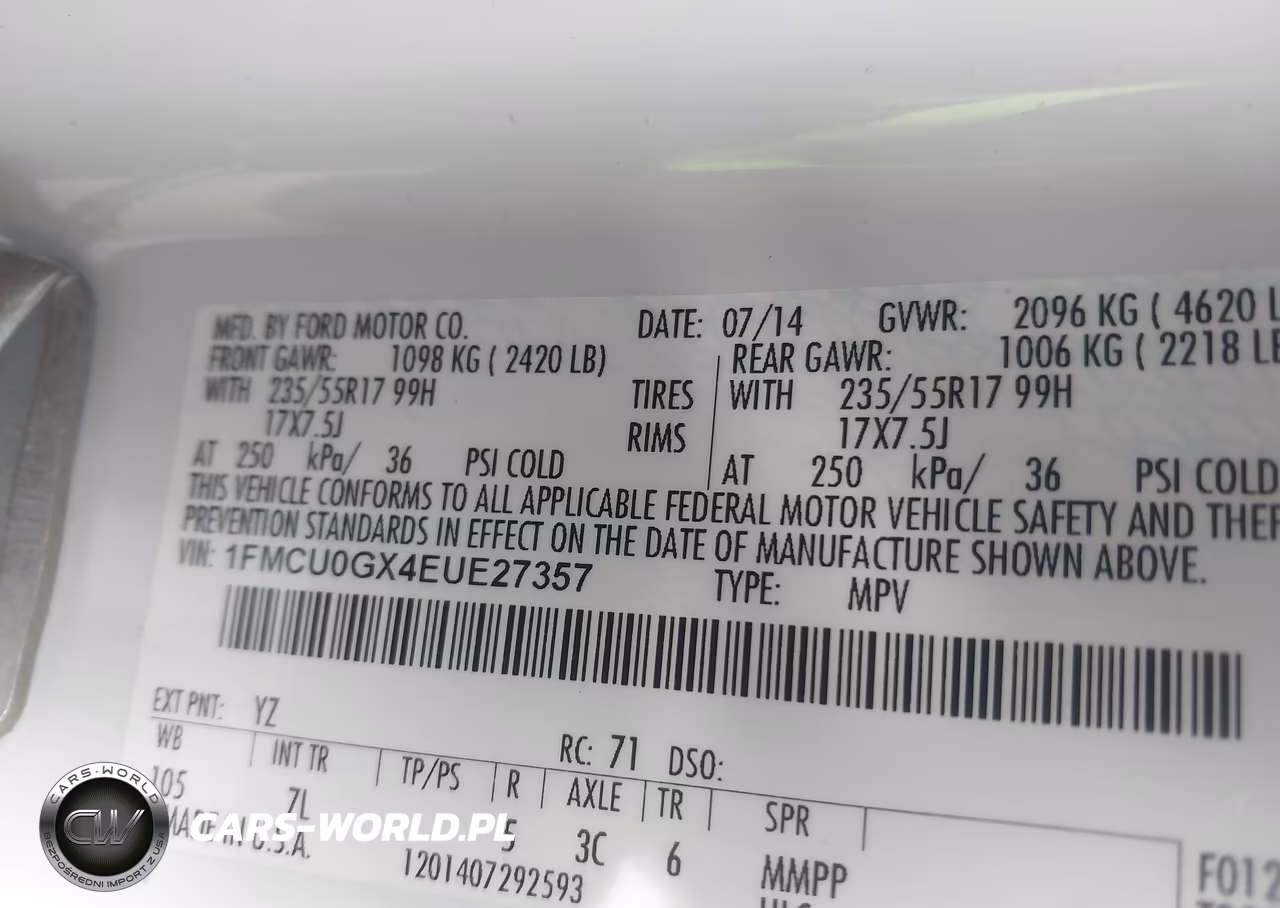 2014 Ford Escape Se VIN:1FMCU0GX4EUE27357 - 9