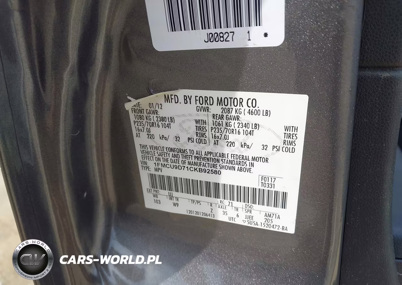 2012 Ford Escape Xlt VIN:1FMCU9D71CKB92580 - 9