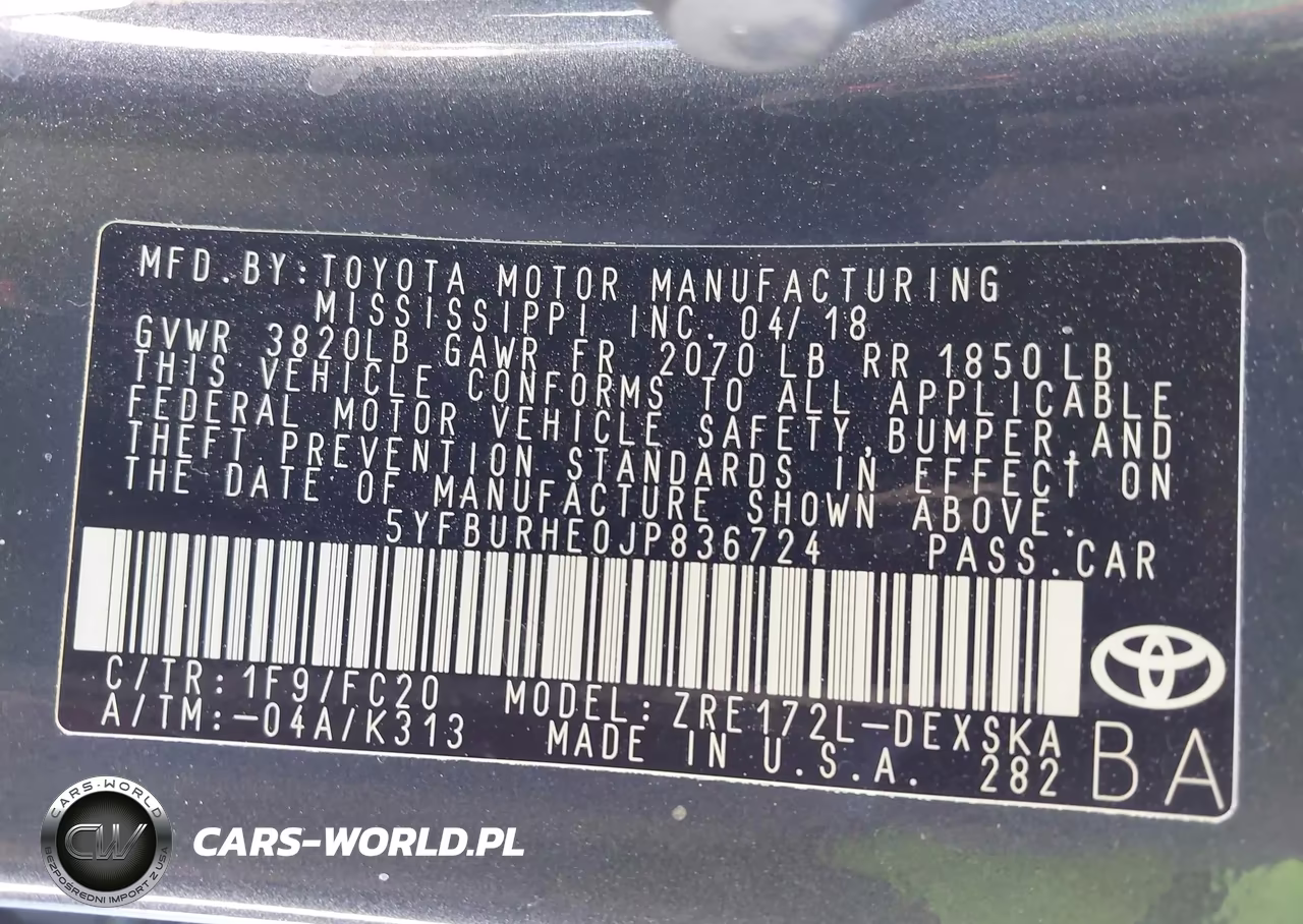 2018 Toyota Corolla Se VIN:5YFBURHE0JP836724 - 9