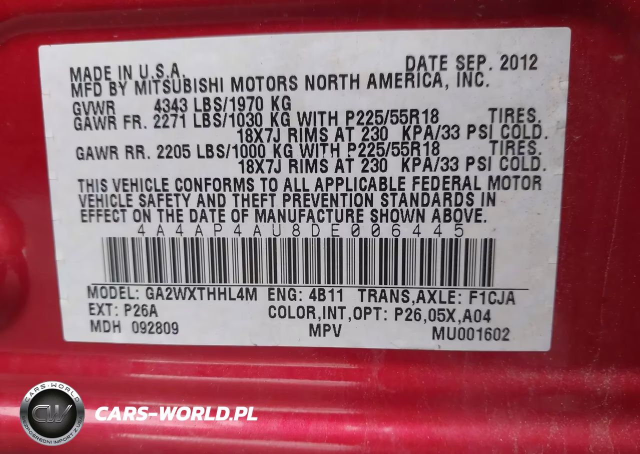 2013 Mitsubishi Outlander Sport Se VIN:4A4AP4AU8DE006445 - 9