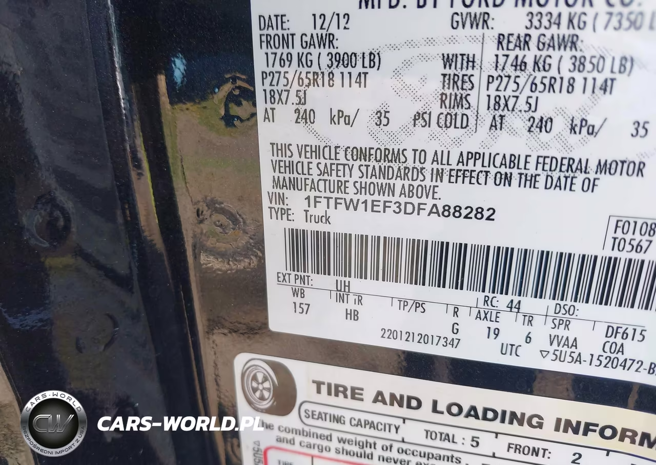 2013 Ford F-150 Lariat VIN:1FTFW1EF3DFA88282 - 9