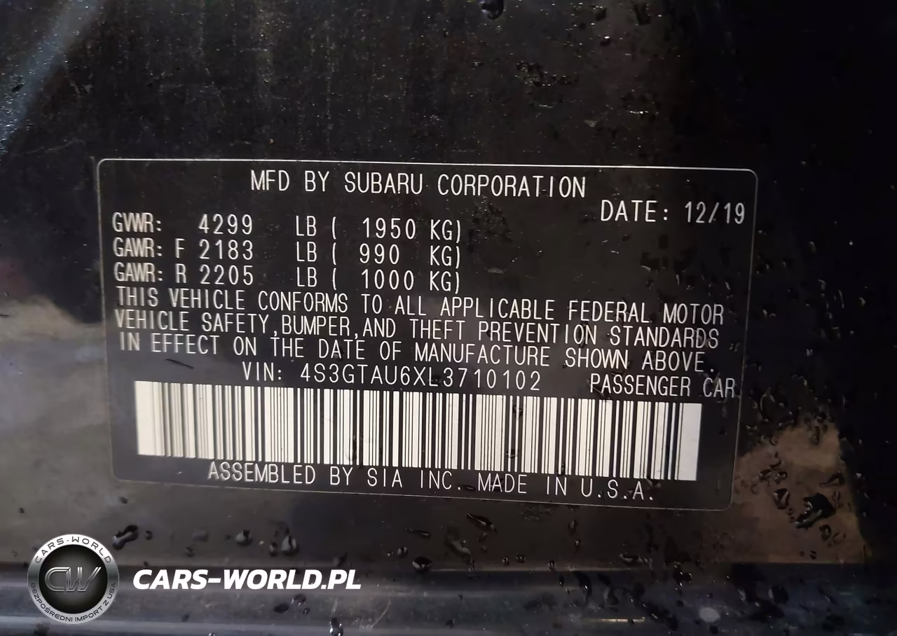2020 Subaru Impreza Limited 5-Door VIN:4S3GTAU6XL3710102 - 9
