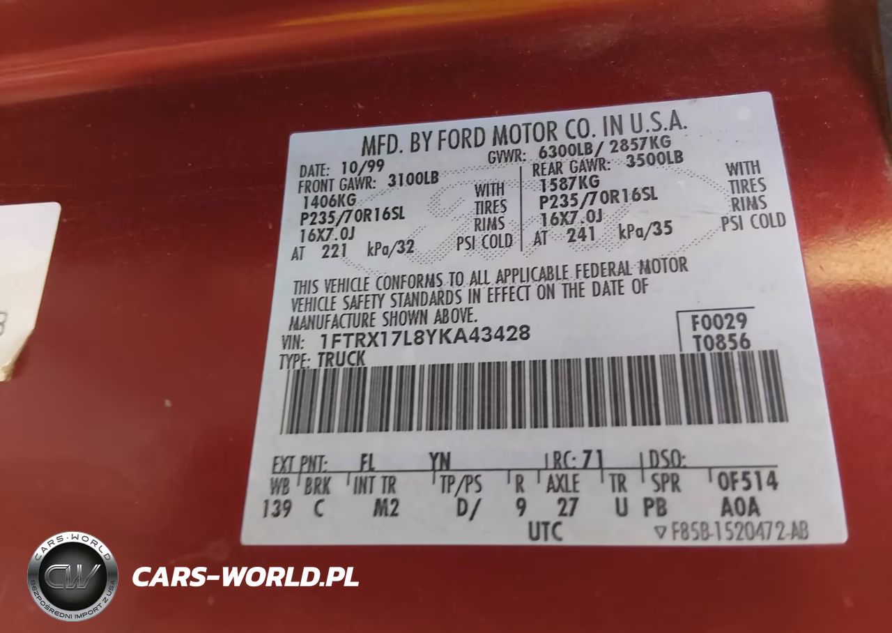 2000 Ford F-150 Lariat-Work Series-Xl-Xlt VIN:1FTRX17L8YKA43428 - 9