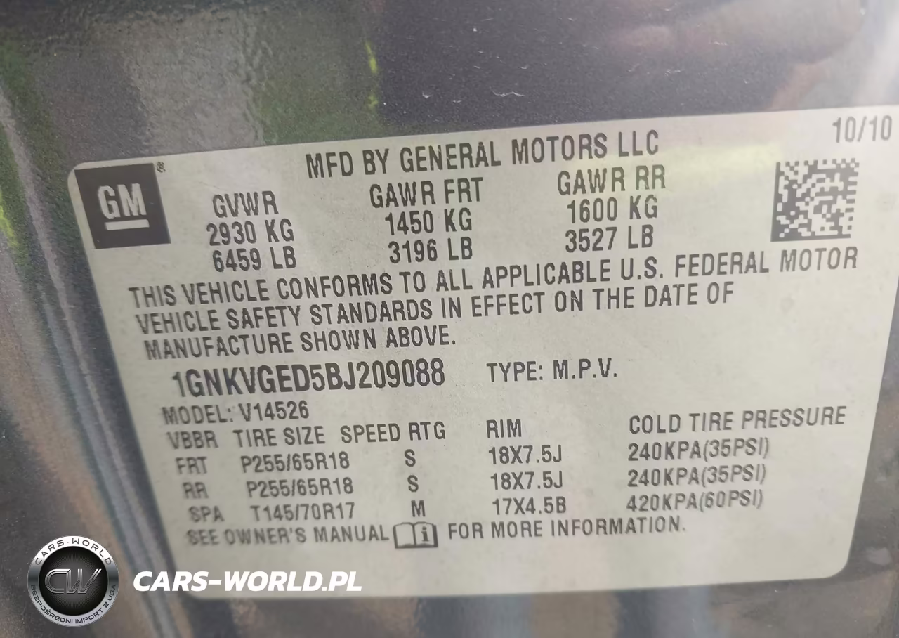 2011 Chevrolet Traverse 2Lt VIN:1GNKRJED7BJ188018 - 9
