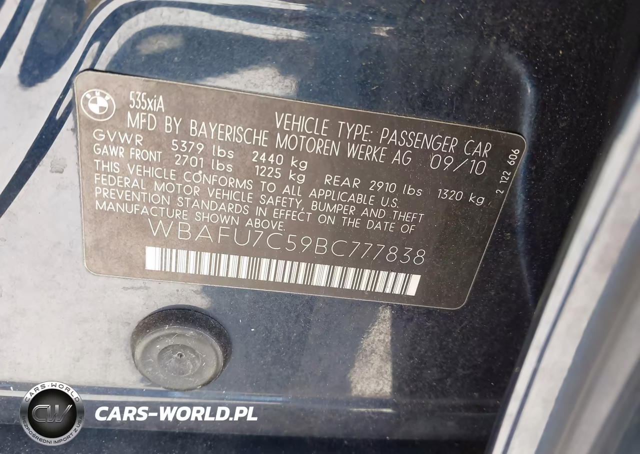 2011 BMW 535I xDrive VIN:WBAFU7C59BC777838 - 9
