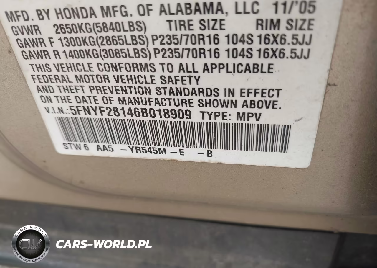 2006 Honda Pilot Lx VIN:5FNYF28146B018909 - 9