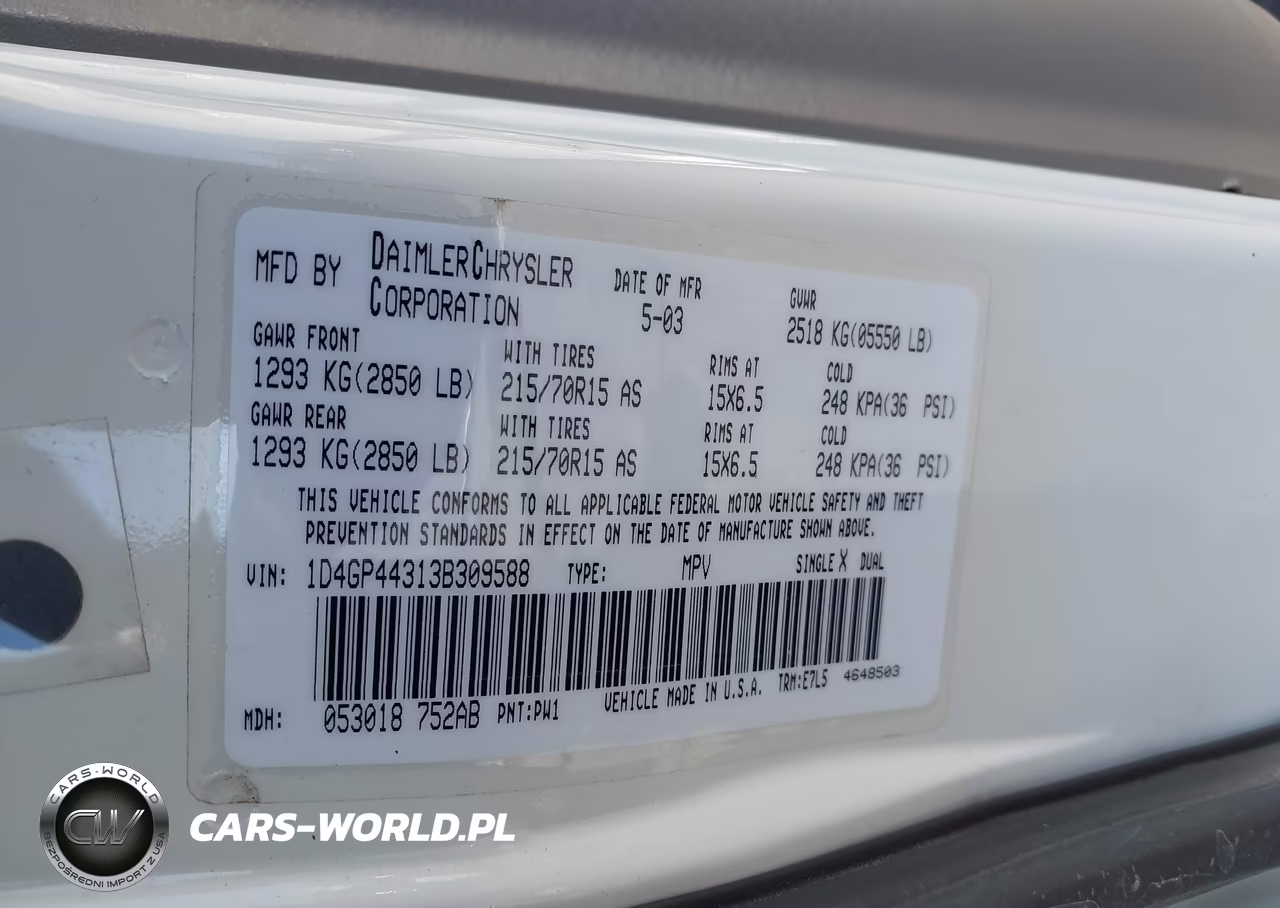 2003 Dodge Grand Caravan Sport VIN:1D4GP44313B309588 - 9