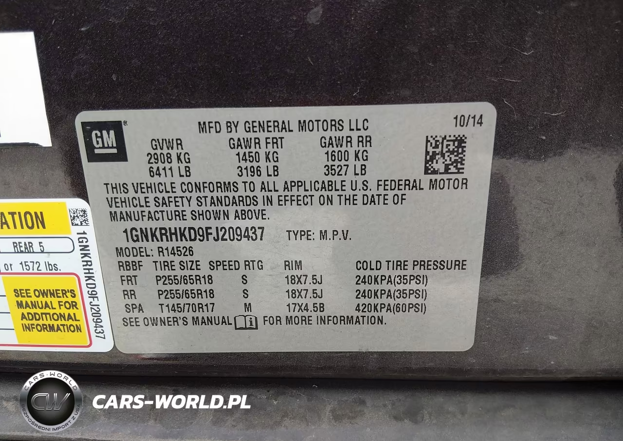 2015 Chevrolet Traverse 2Lt VIN:1GNKRHKD9FJ209437 - 9