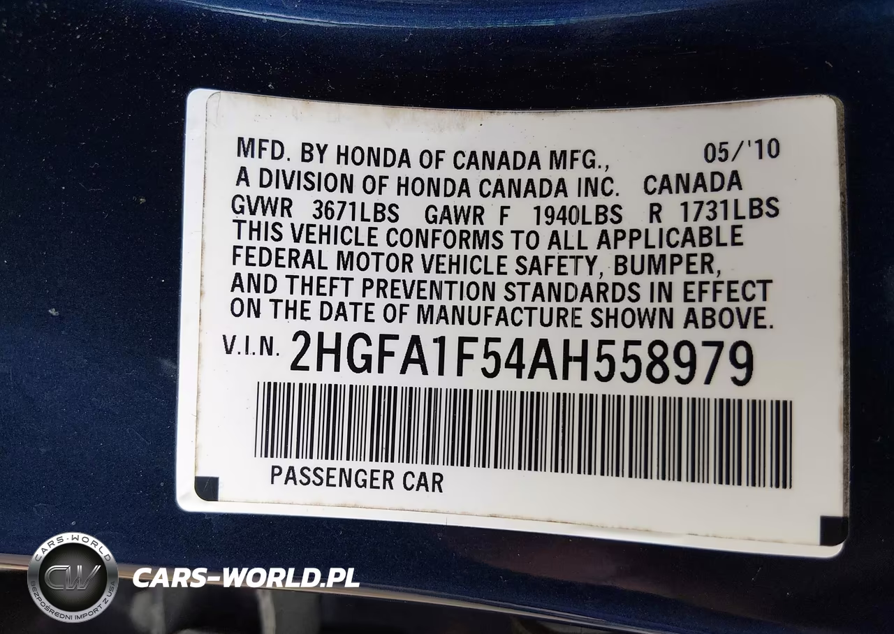 2010 Honda Civic Lx VIN:2HGFA1F54AH558979 - 9