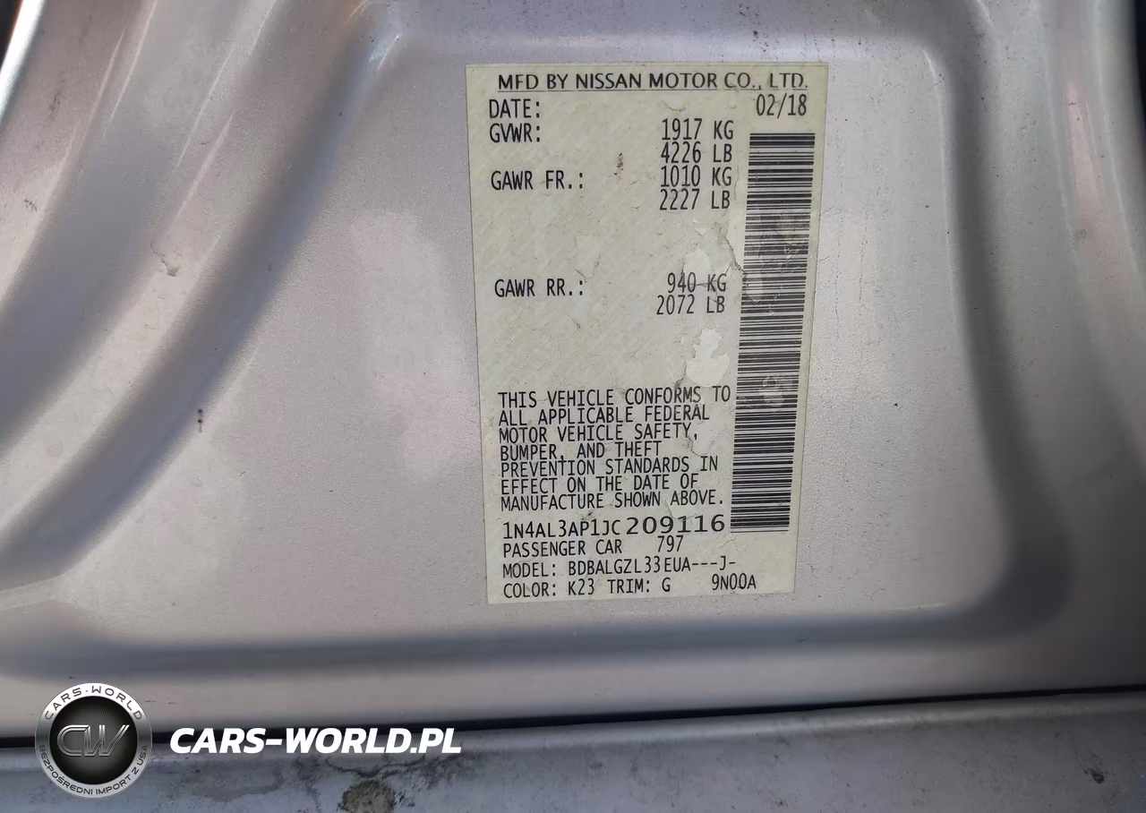2018 Nissan Altima 2.5 S VIN:1N4AL3AP1JC209116 - 9