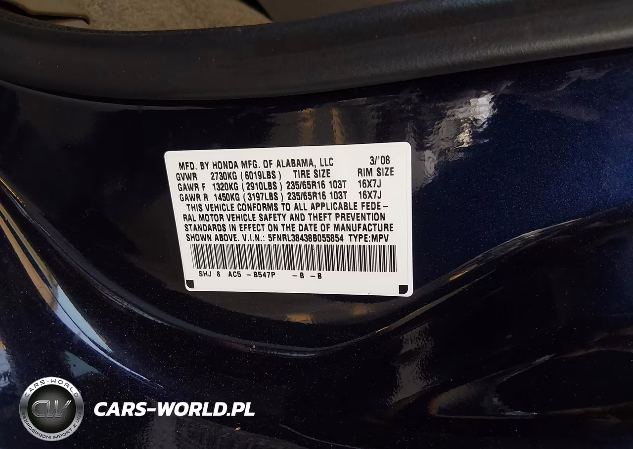 2008 Honda Odyssey Ex VIN:5FNRL38438B055854 - 9