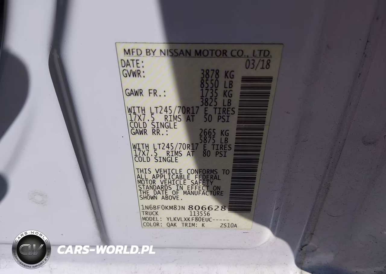 2018 Nissan Nv Cargo Nv1500 Sv V6 VIN:1N6BF0KM8JN806628 - 9