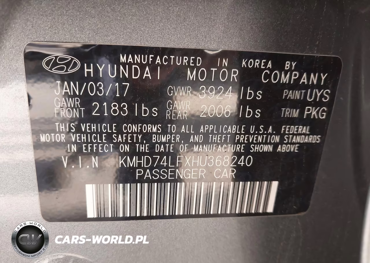 2017 Hyundai Elantra Se VIN:KMHD74LFXHU368240 - 9