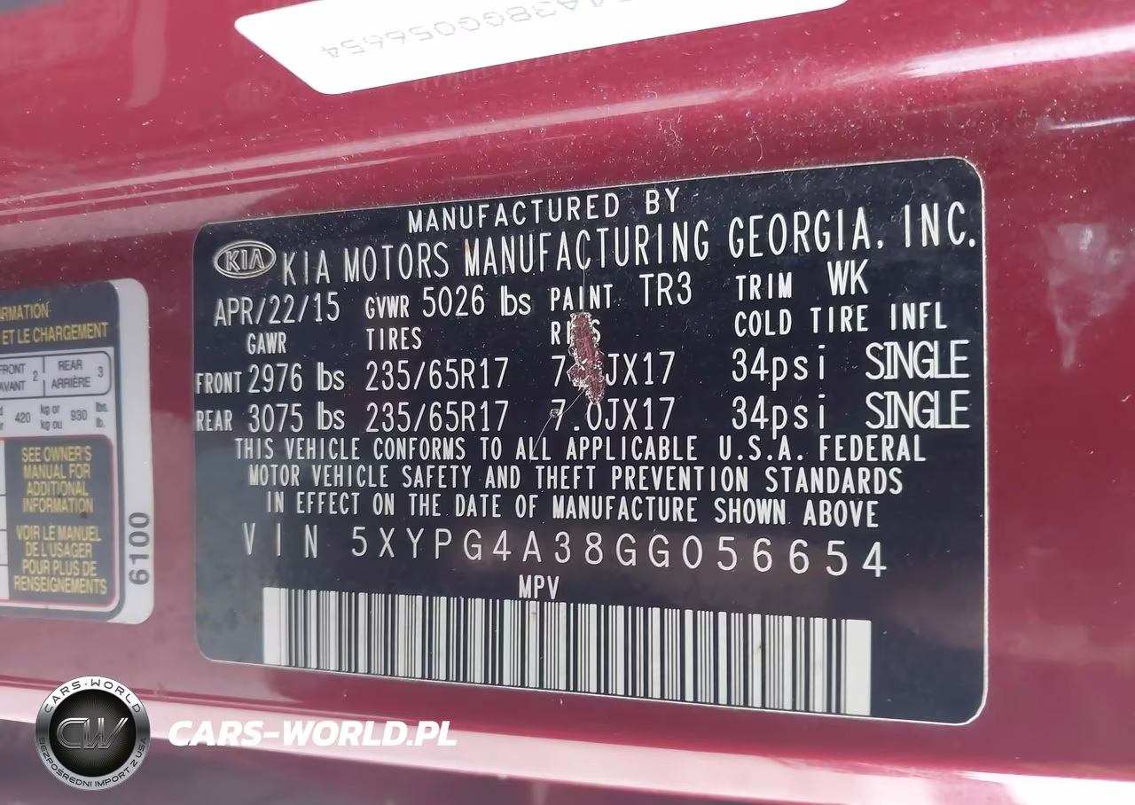 2016 Kia Sorento 2.4L Lx VIN:5XYPG4A38GG056654 - 9