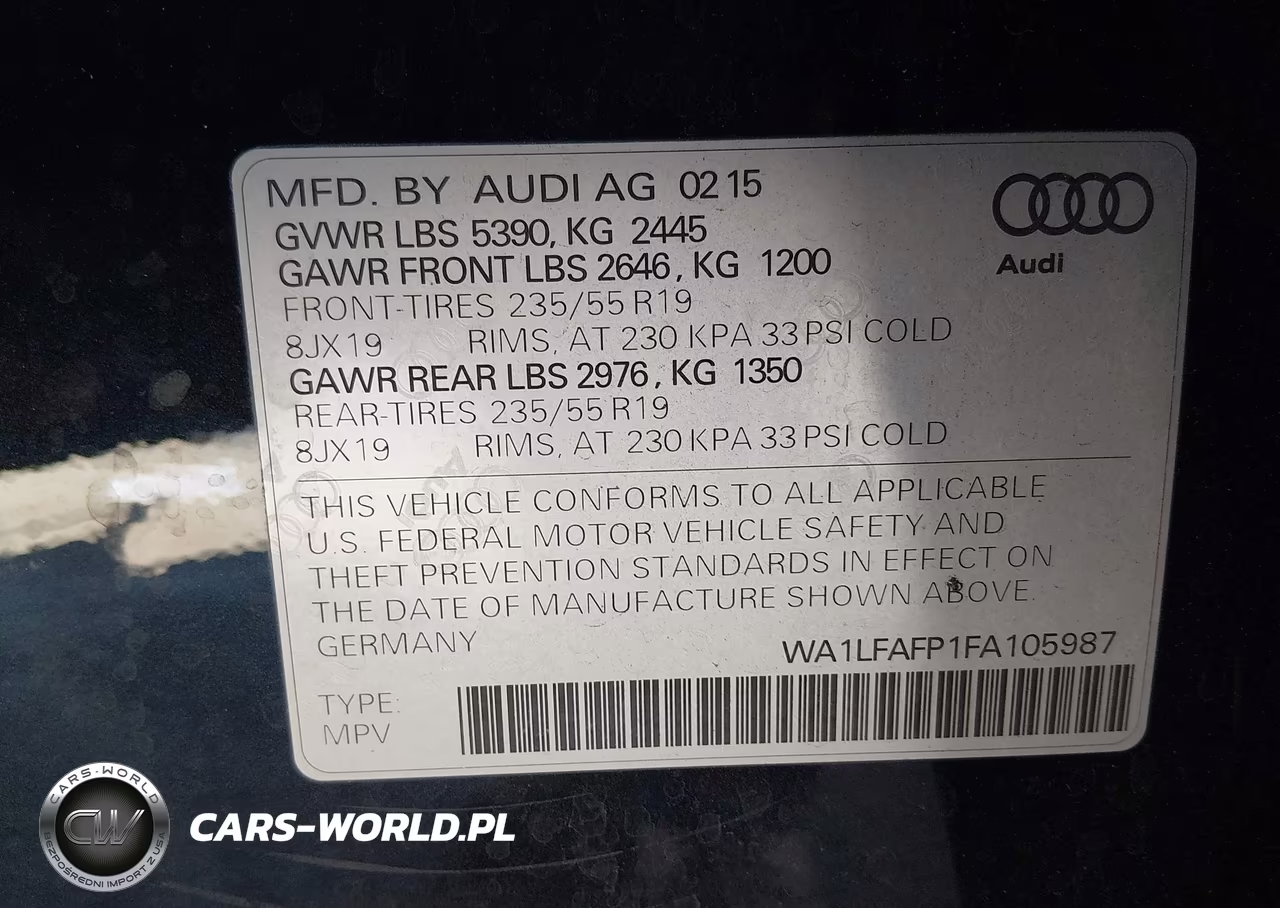 2015 Audi Q5 2.0T Premium VIN:WA1LFAFP1FA105987 - 9