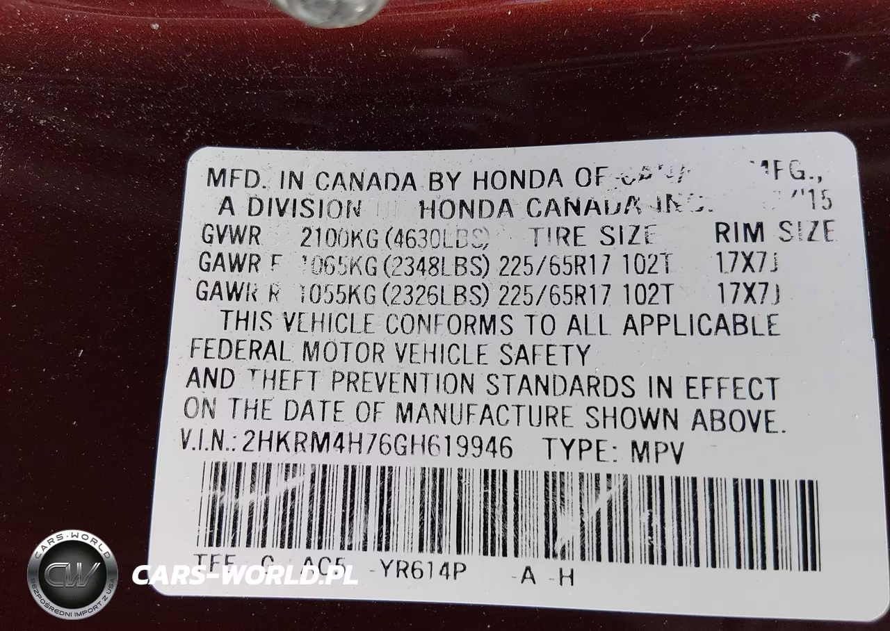 2016 Honda Cr-V Ex-L VIN:2HKRM4H76GH619946 - 9