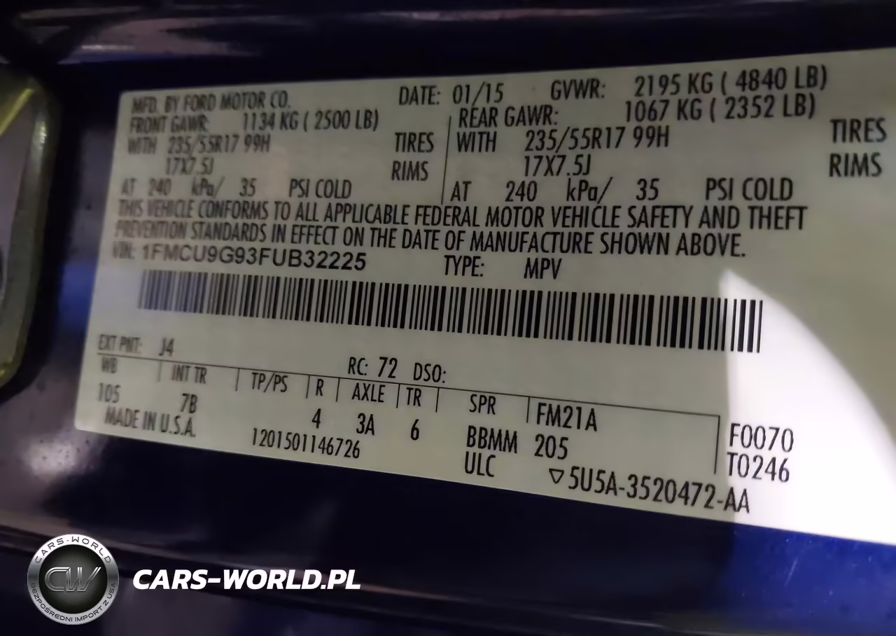2015 Ford Escape Se VIN:1FMCU9G93FUB32225 - 9
