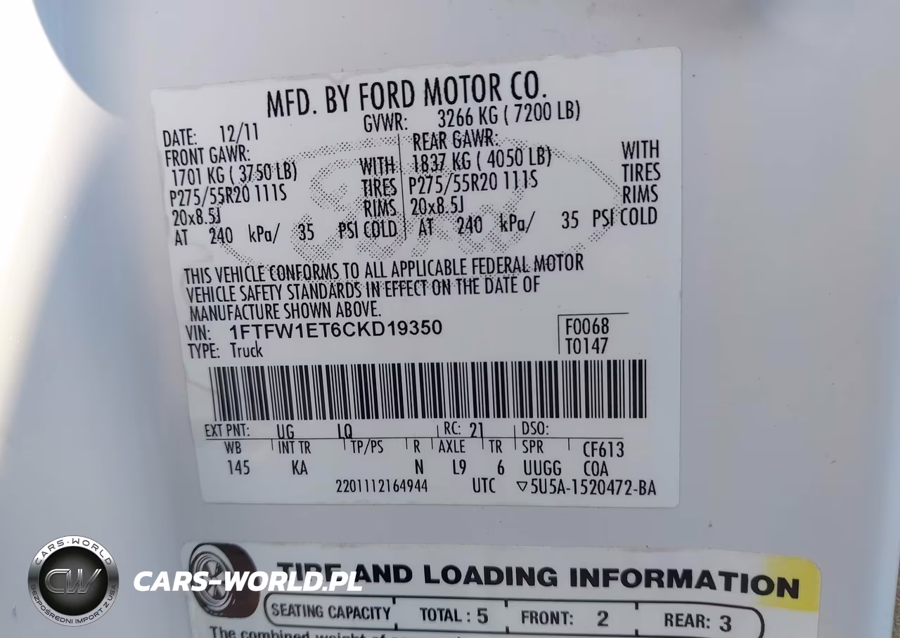 2012 Ford F-150 King Ranch VIN:1FTFW1ET6CKD19350 - 9