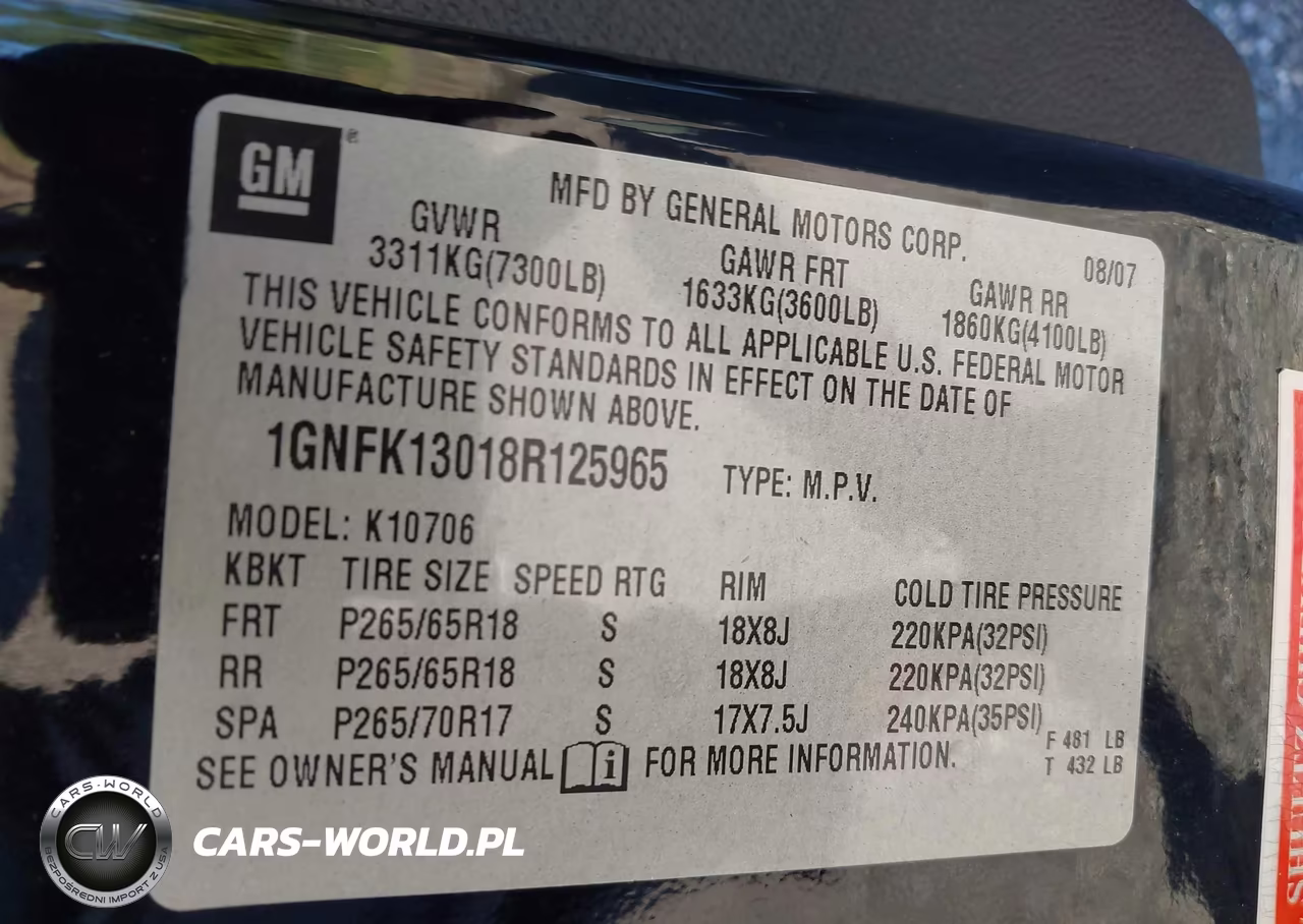 2008 Chevrolet Tahoe Lt VIN:1GNFK13018R125965 - 9