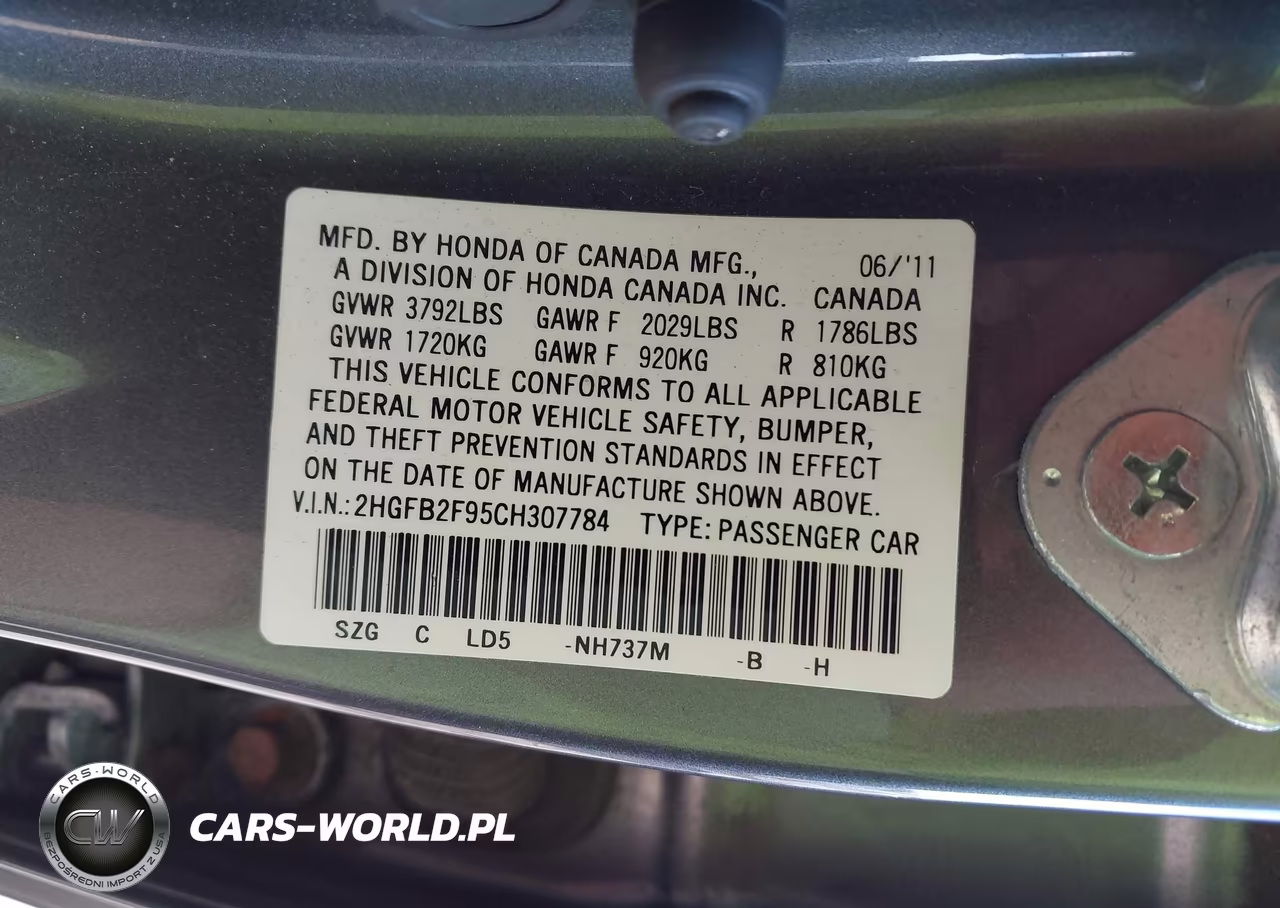 2012 Honda Civic Ex-L VIN:2HGFB2F95CH307784 - 9