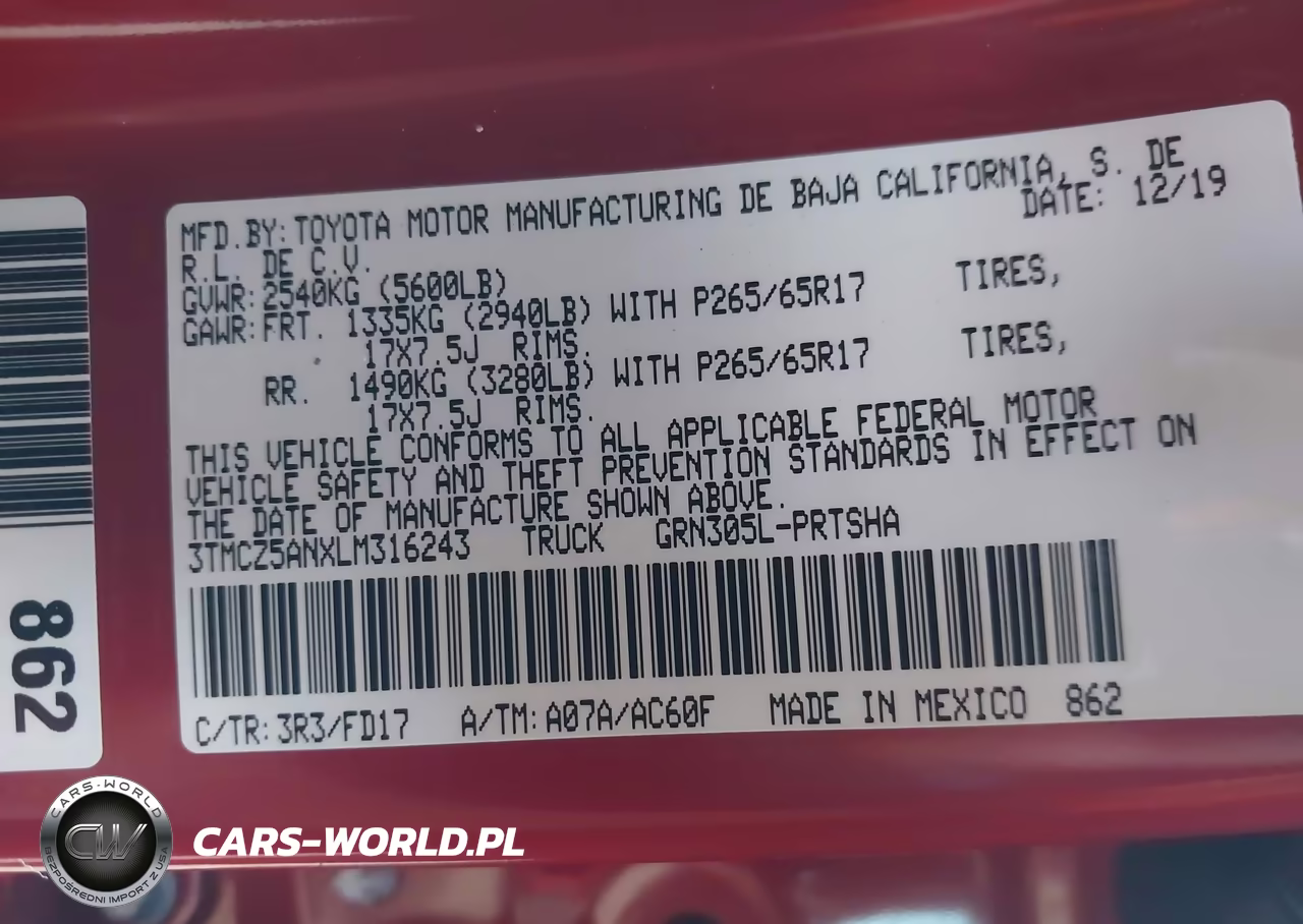 2020 Toyota Tacoma Trd Sport VIN:3TMCZ5ANXLM316243 - 9