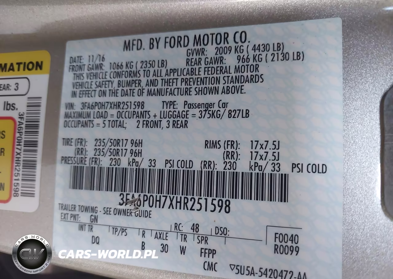 2017 Ford Fusion Se VIN:3FA6P0H7XHR251598 - 9