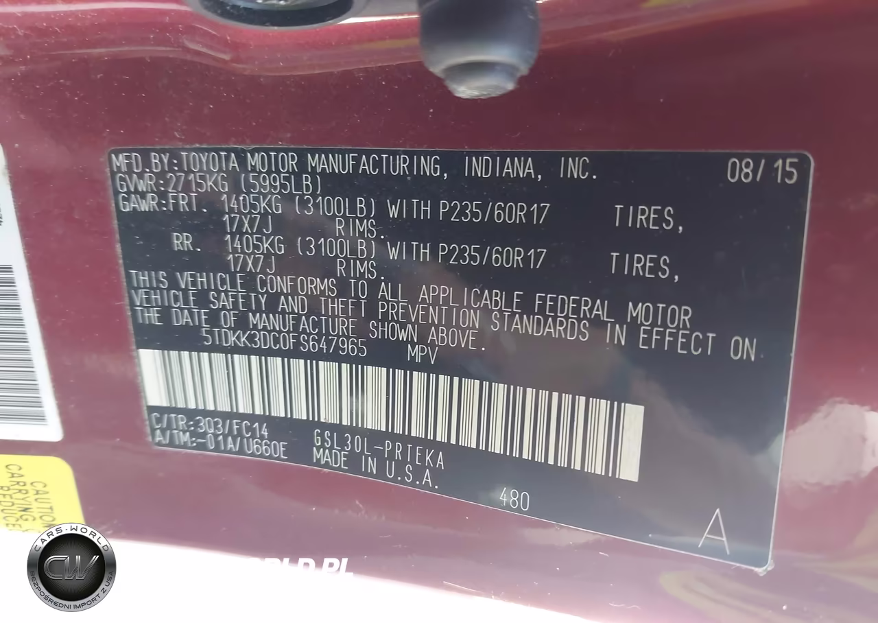 2015 Toyota Sienna Le 8 Passenger VIN:5TDKK3DC0FS647965 - 9