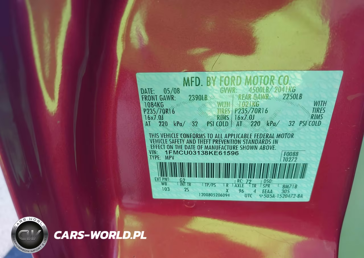 2008 Ford Escape Xlt VIN:1FMCU03138KE61596 - 9
