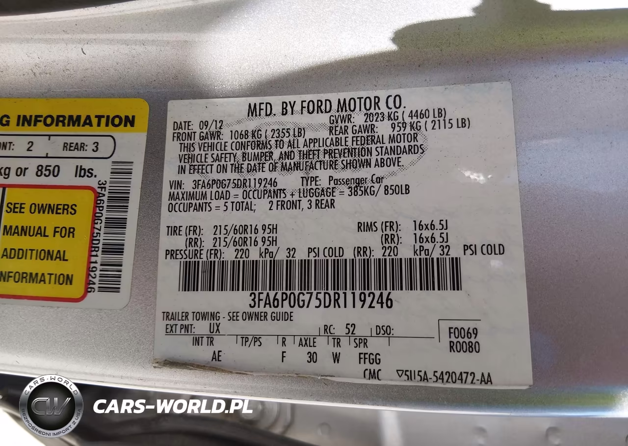 2013 Ford Fusion S VIN:3FA6P0G75DR119246 - 9