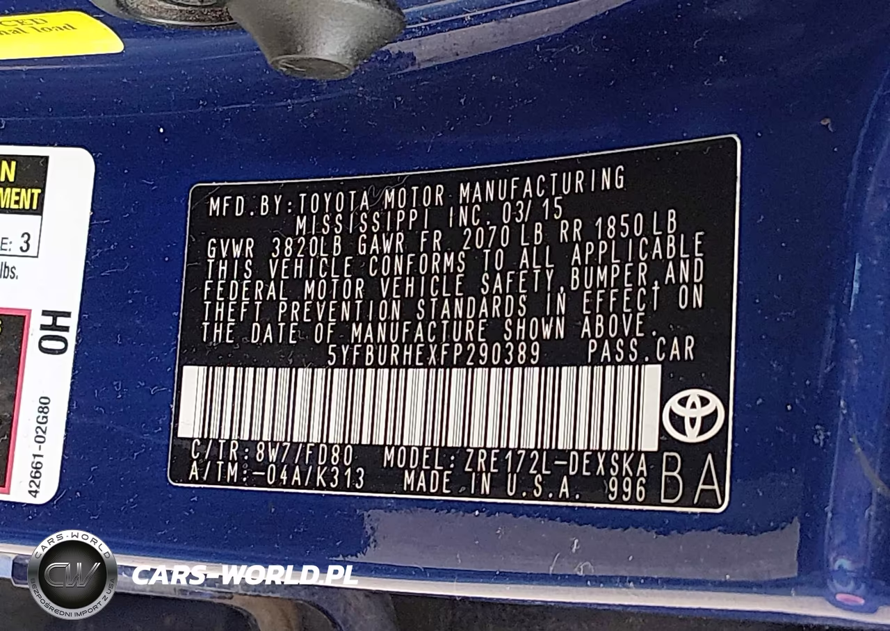 2015 Toyota Corolla S Plus VIN:5YFBURHEXFP290389 - 9