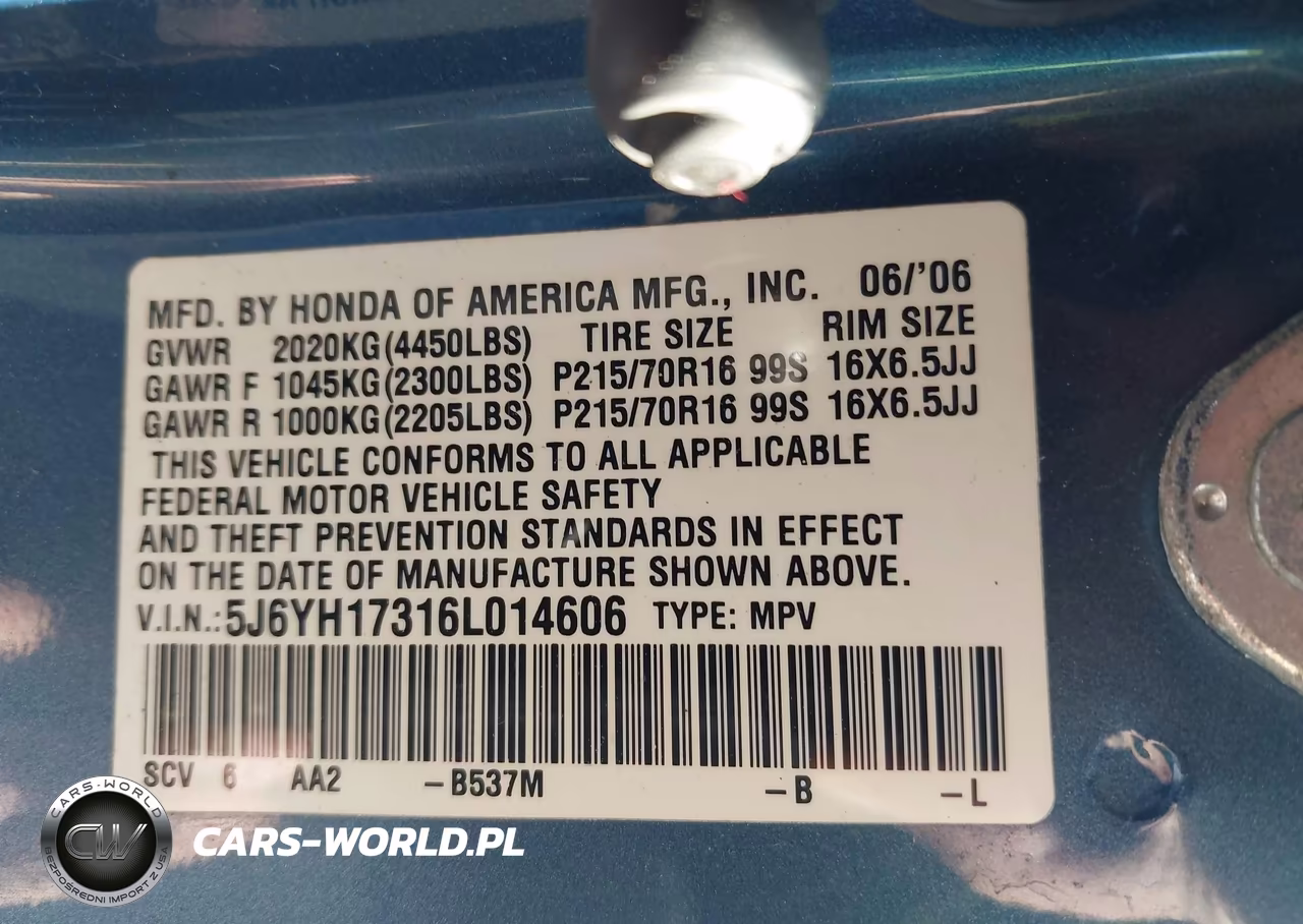 2006 Honda Element Lx VIN:5J6YH17316L014606 - 9