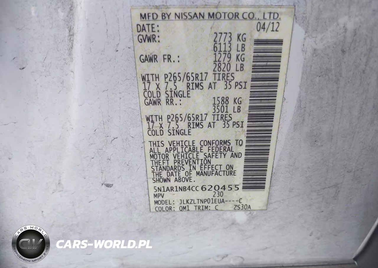 2012 Nissan Pathfinder Sv VIN:5N1AR1NB4CC620455 - 9