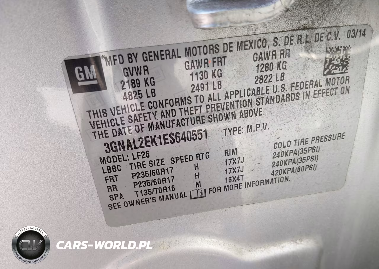 2014 Chevrolet Captiva Sport 2Ls VIN:3GNAL2EK1ES640551 - 9
