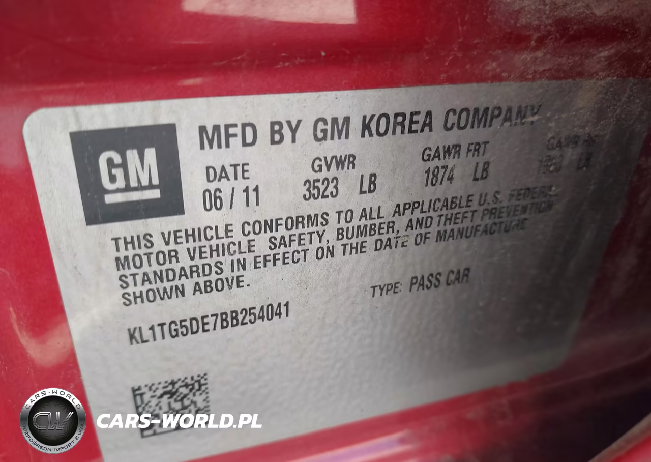 2011 Chevrolet Aveo 2Lt VIN:KL1TG5DE7BB254041 - 9