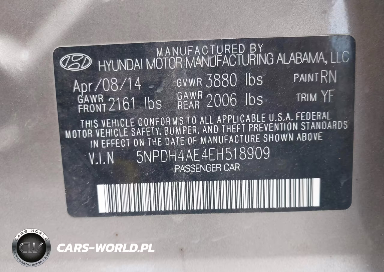 2014 Hyundai Elantra Se VIN:5NPDH4AE4EH518909 - 9