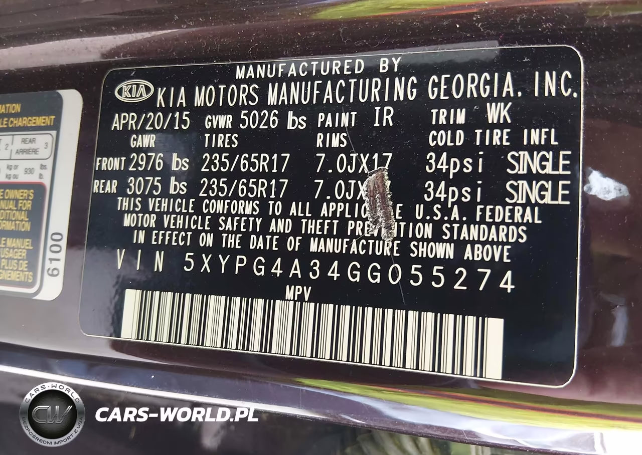 2016 Kia Sorento 2.4L Lx VIN:5XYPG4A34GG055274 - 9