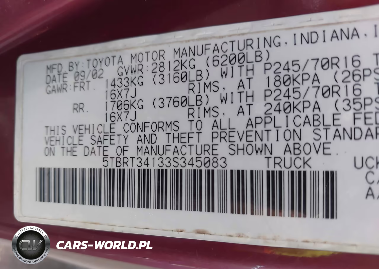 2003 Toyota Tundra Sr5 V8 VIN:5TBRT34133S345083 - 9