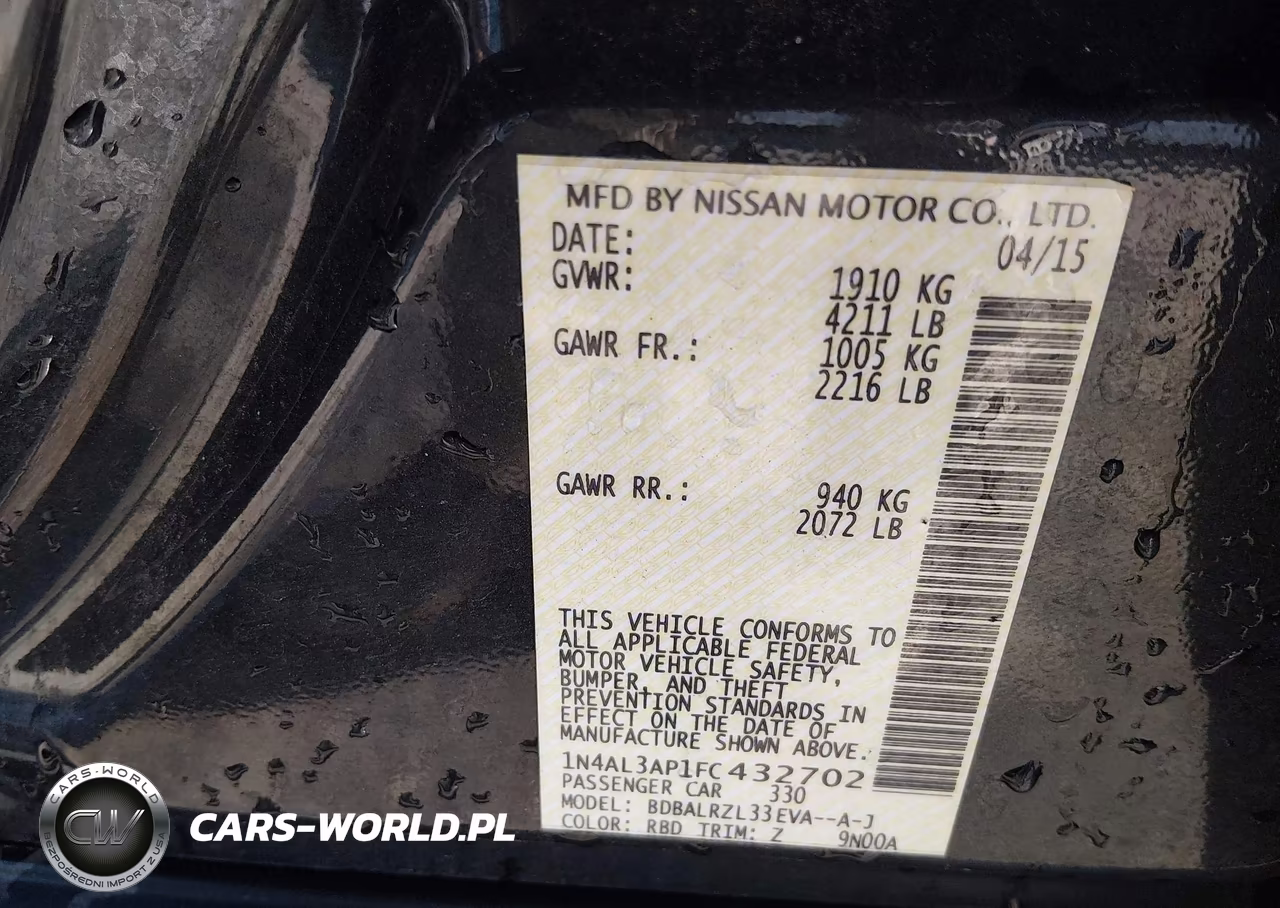 2015 Nissan Altima 2.5 Sl VIN:1N4AL3AP1FC432702 - 9