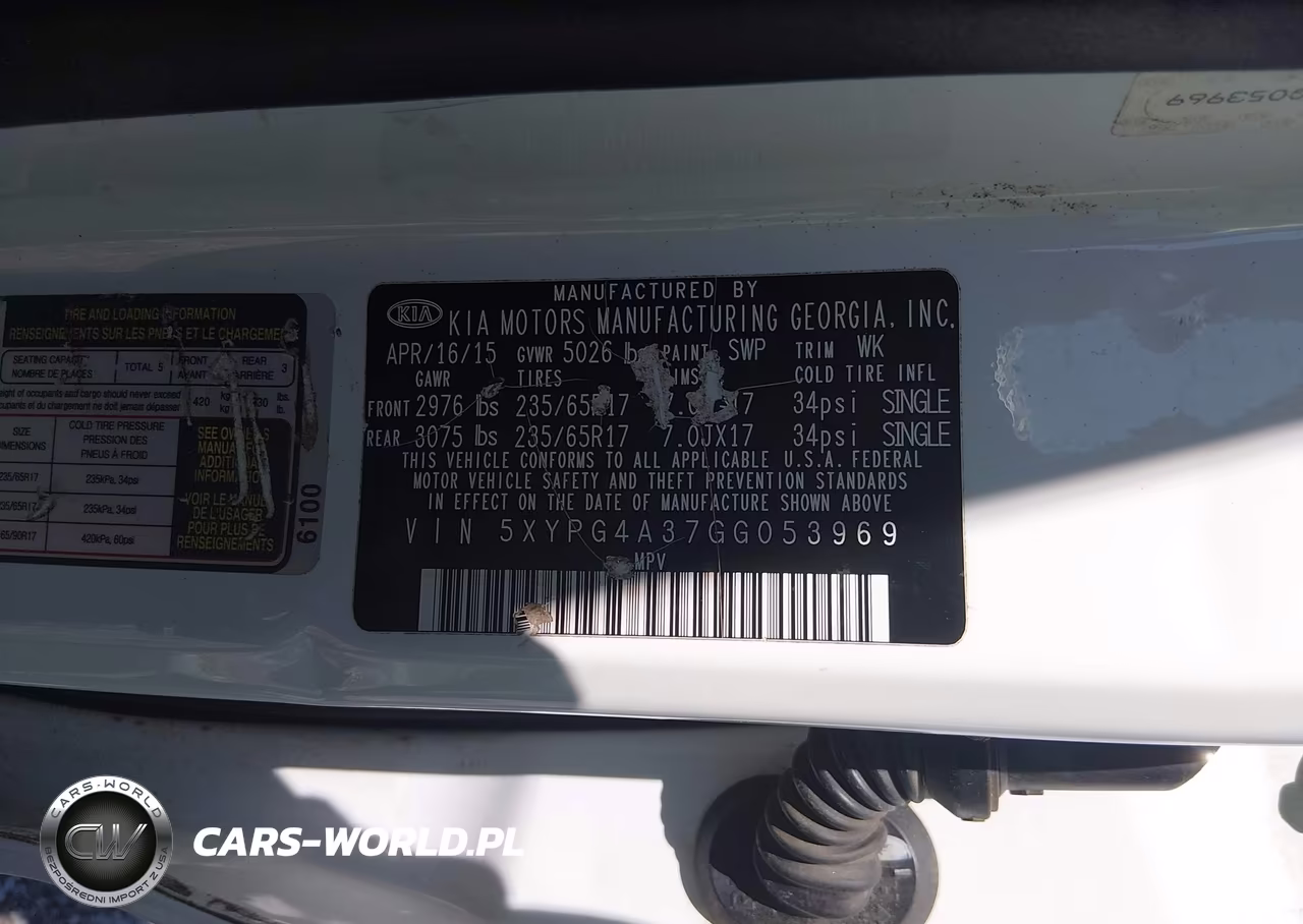 2016 Kia Sorento 2.4L Lx VIN:5XYPG4A37GG053969 - 9
