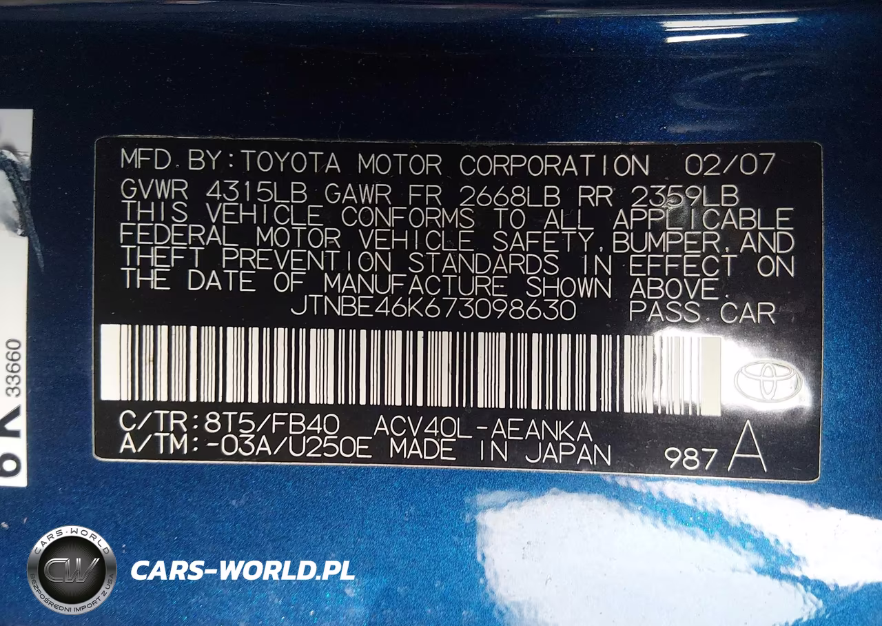 2007 Toyota Camry Ce VIN:JTNBE46K673098630 - 9