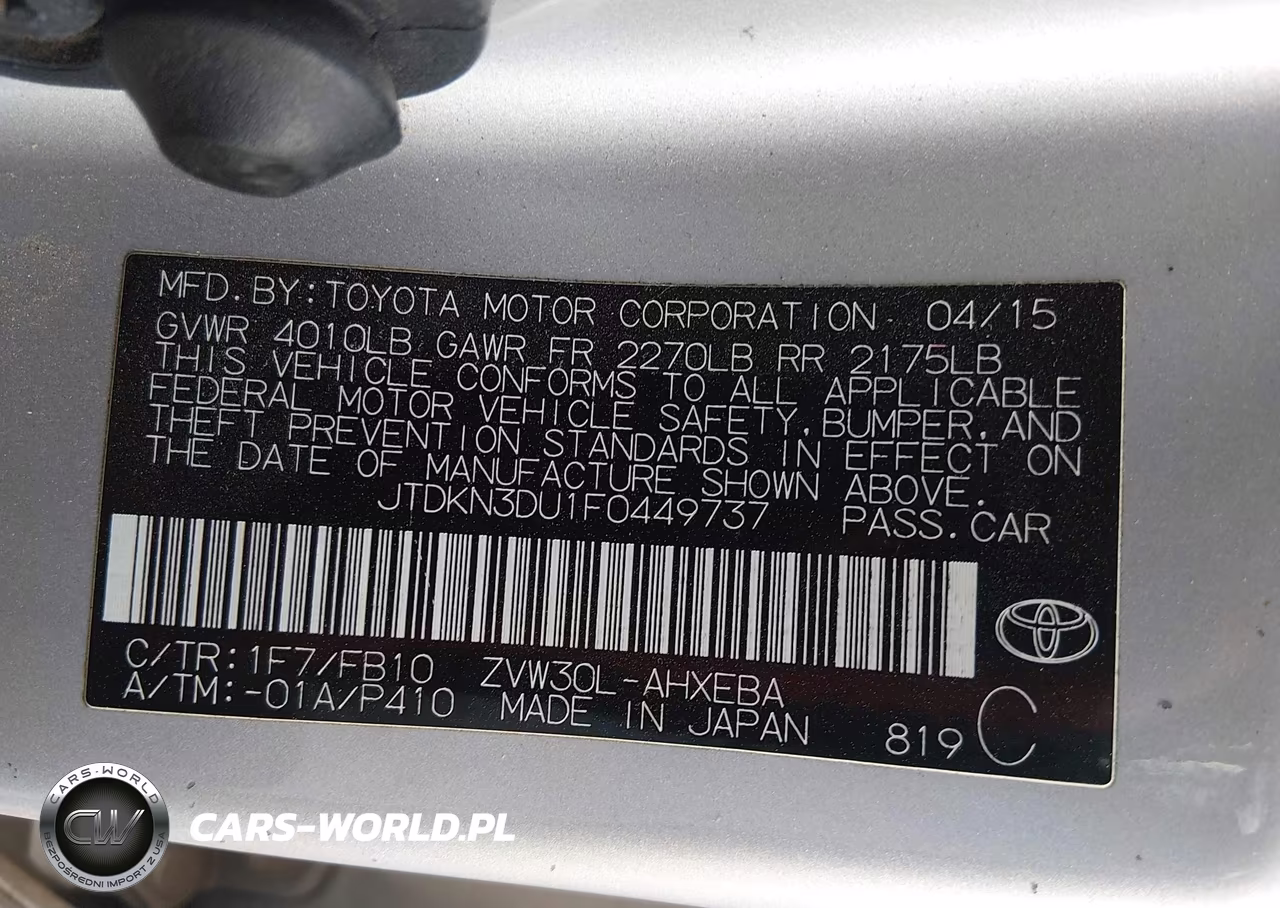 2015 Toyota Prius Two VIN:JTDKN3DU1F0449737 - 9