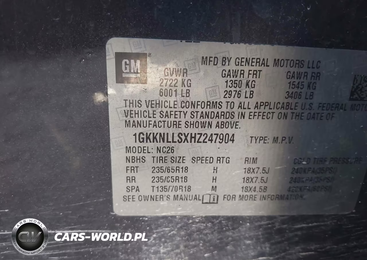 2017 GMC Acadia Sle-2 VIN:1GKKNLLSXHZ247904 - 9