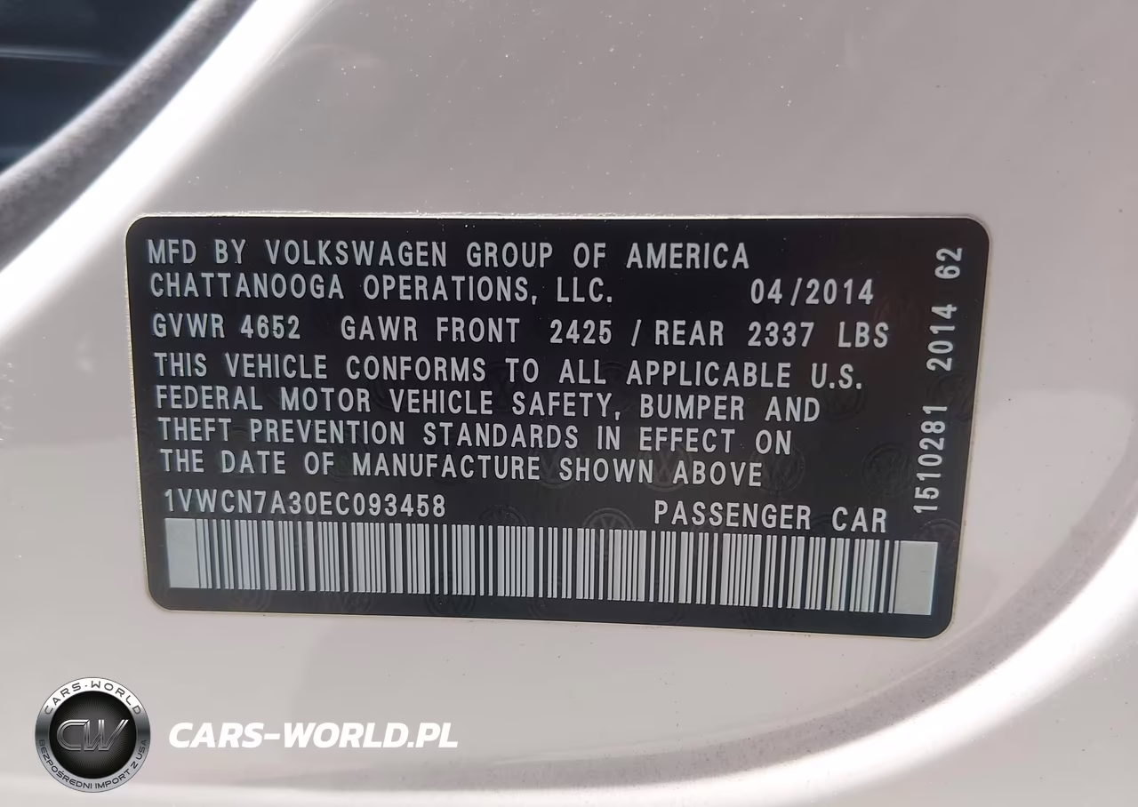 2014 Volkswagen Passat 2.0L Tdi Sel Premium VIN:1VWCN7A30EC093458 - 9