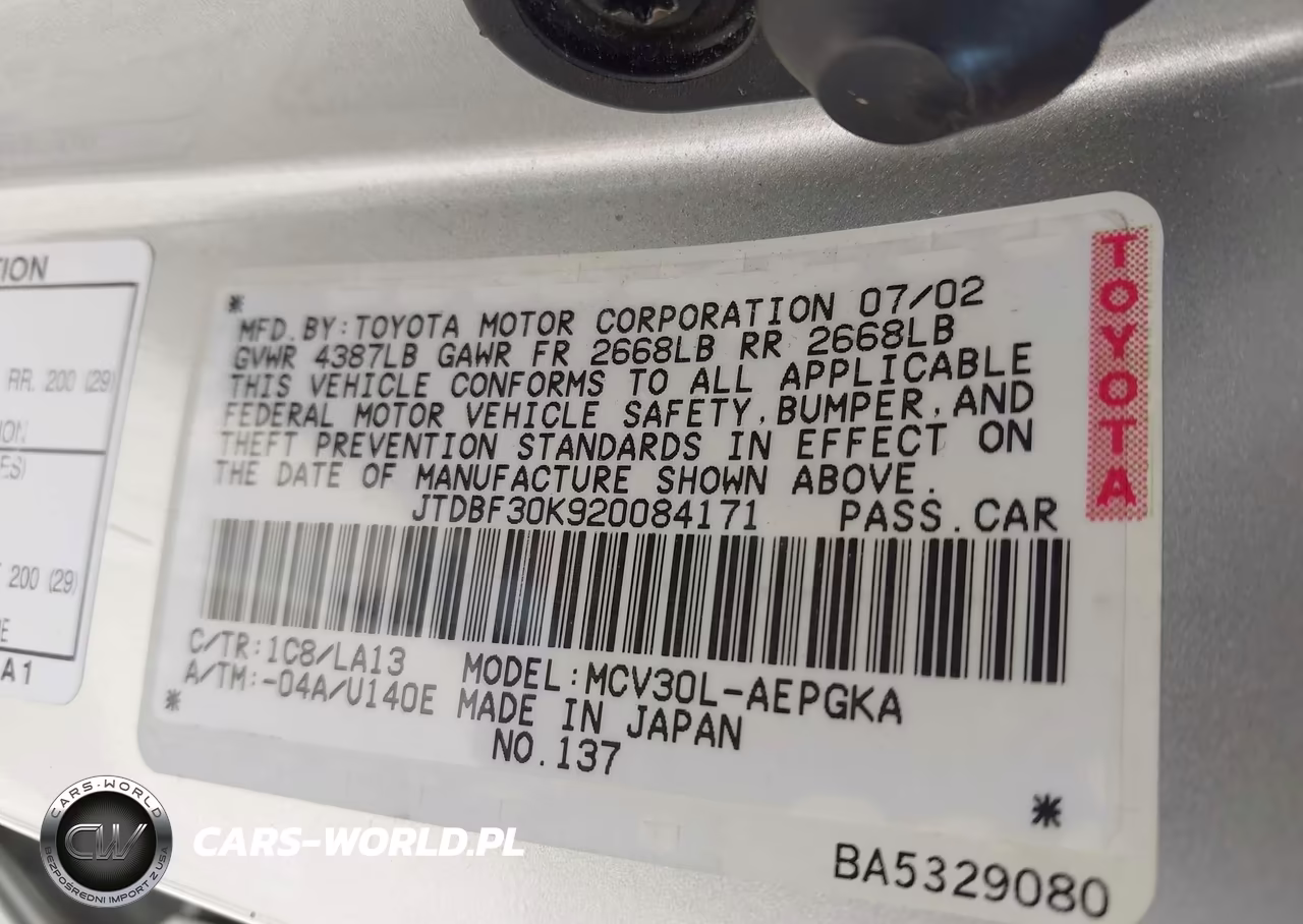 2002 Toyota Camry Xle V6 VIN:JTDBF30K920084171 - 9